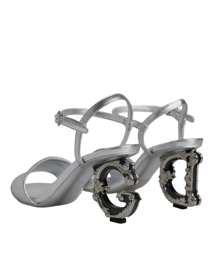Dolce & Gabbana Silver KEIRA Heels Ankle Strap Sandals Shoes by Dolce & Gabbana