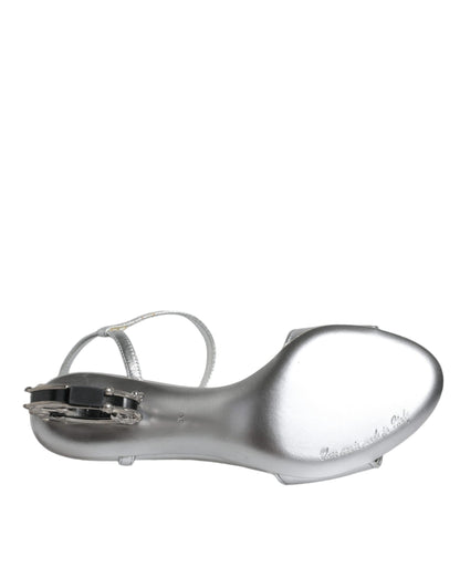 Dolce & Gabbana Silver KEIRA Heels Ankle Strap Sandals Shoes by Dolce & Gabbana
