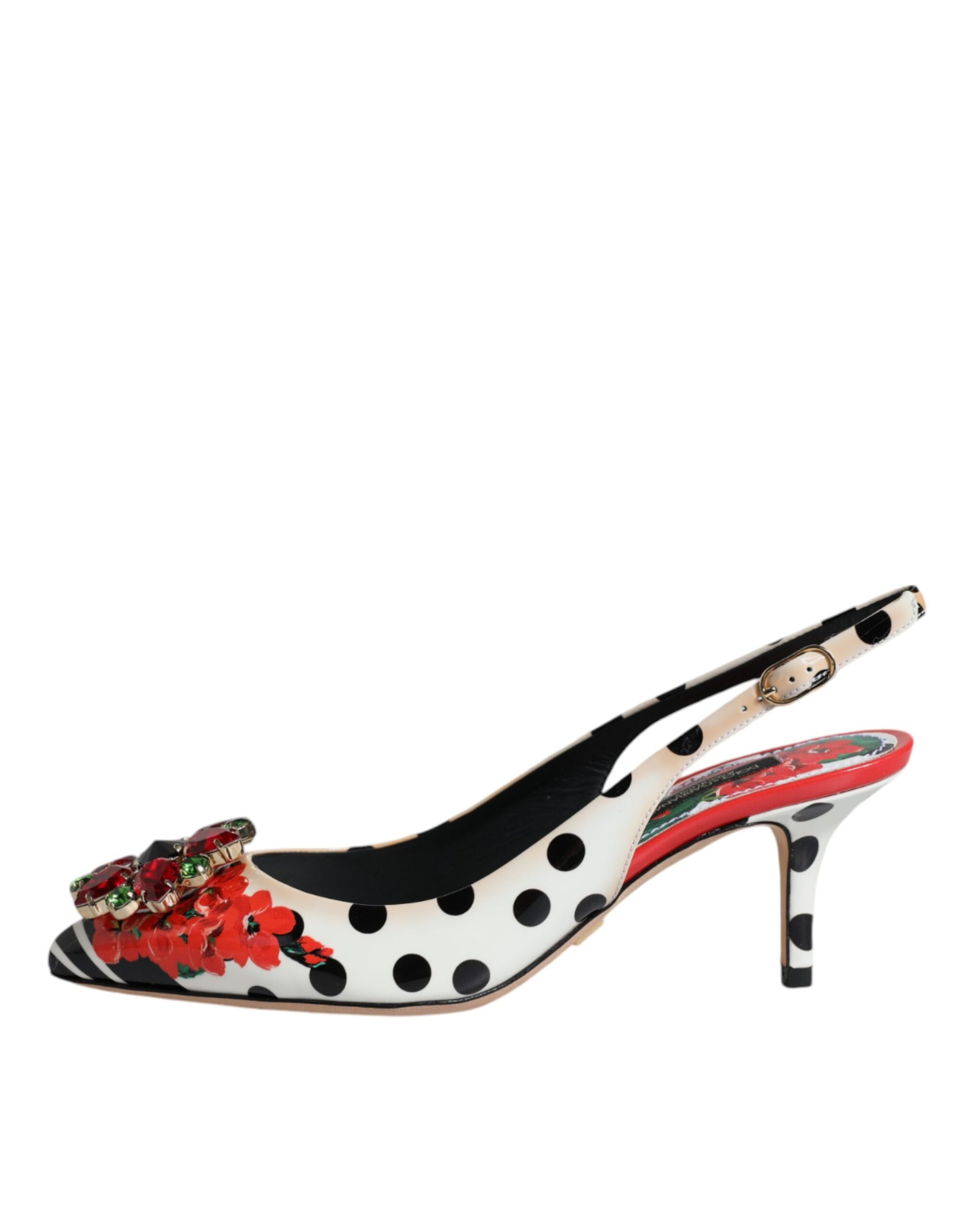Dolce & Gabbana Multicolor Leather Crystal Heels Slingback Shoes by Dolce & Gabbana