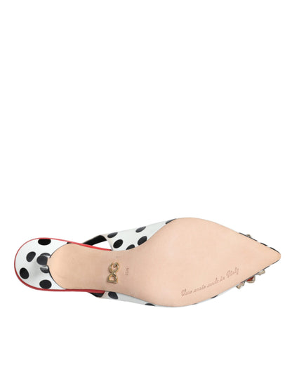 Dolce & Gabbana Multicolor Leather Crystal Heels Slingback Shoes by Dolce & Gabbana