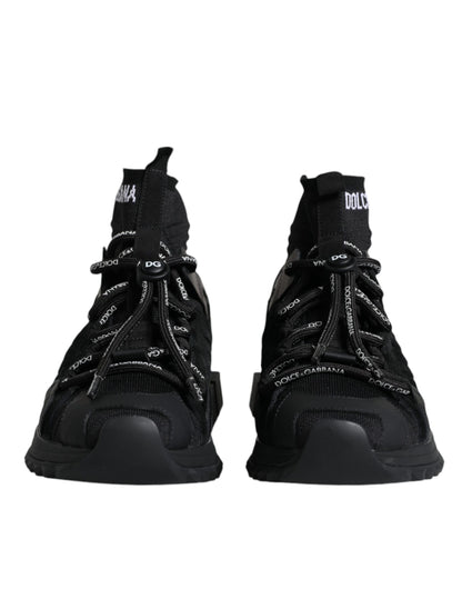 Dolce & Gabbana Black Sorrento Socks Logo Sneakers Shoes by Dolce & Gabbana