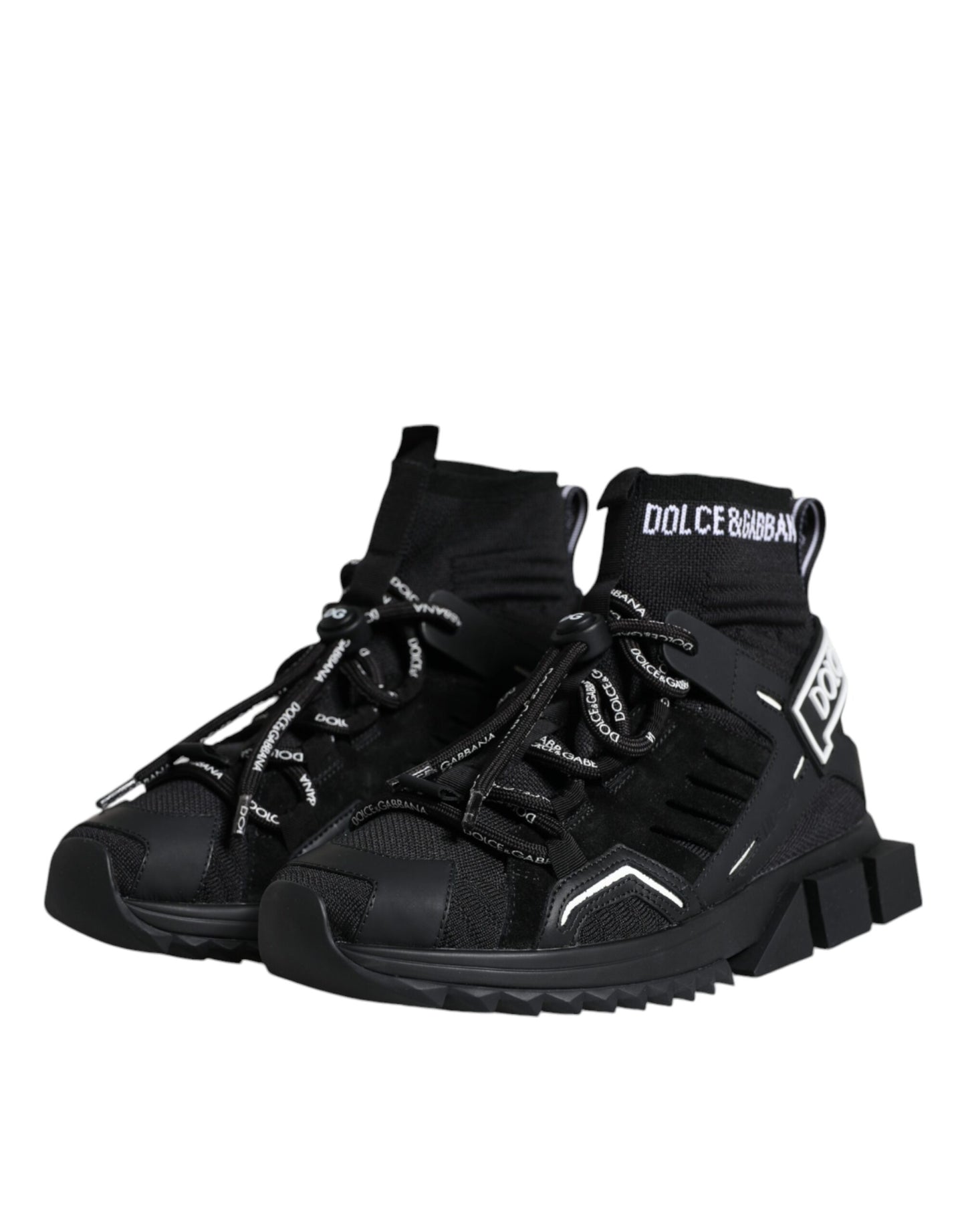 Dolce & Gabbana Black Sorrento Socks Logo Sneakers Shoes by Dolce & Gabbana
