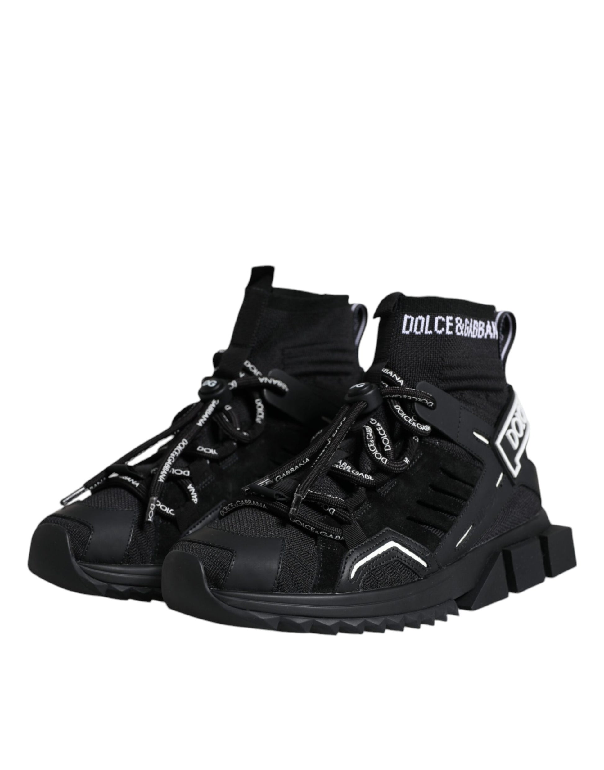 Dolce & Gabbana Black Sorrento Socks Logo Sneakers Shoes by Dolce & Gabbana