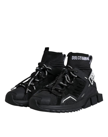 Dolce & Gabbana Black Sorrento Socks Logo Sneakers Shoes by Dolce & Gabbana