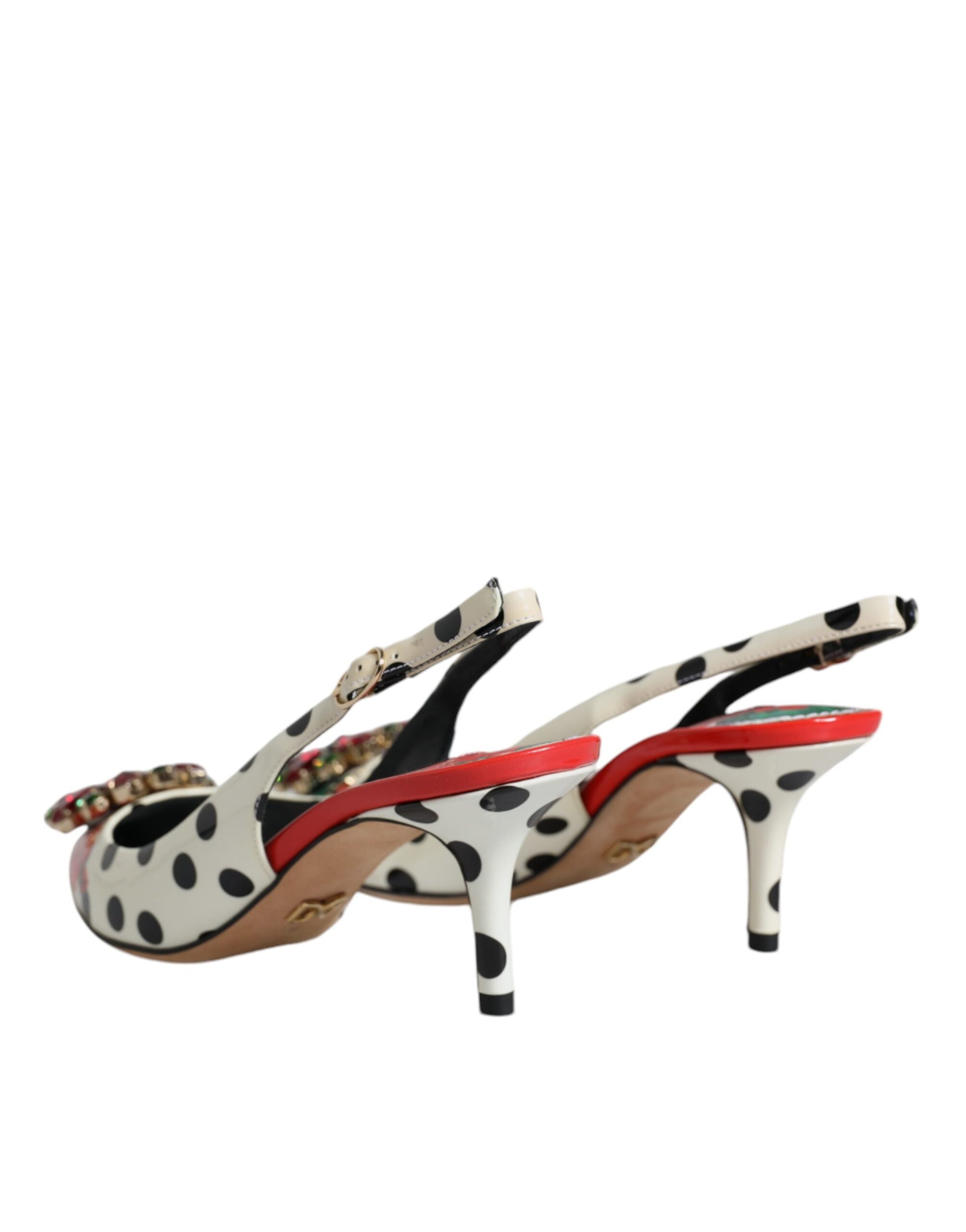 Dolce & Gabbana Multicolor Leather Crystal Heels Slingback Shoes by Dolce & Gabbana