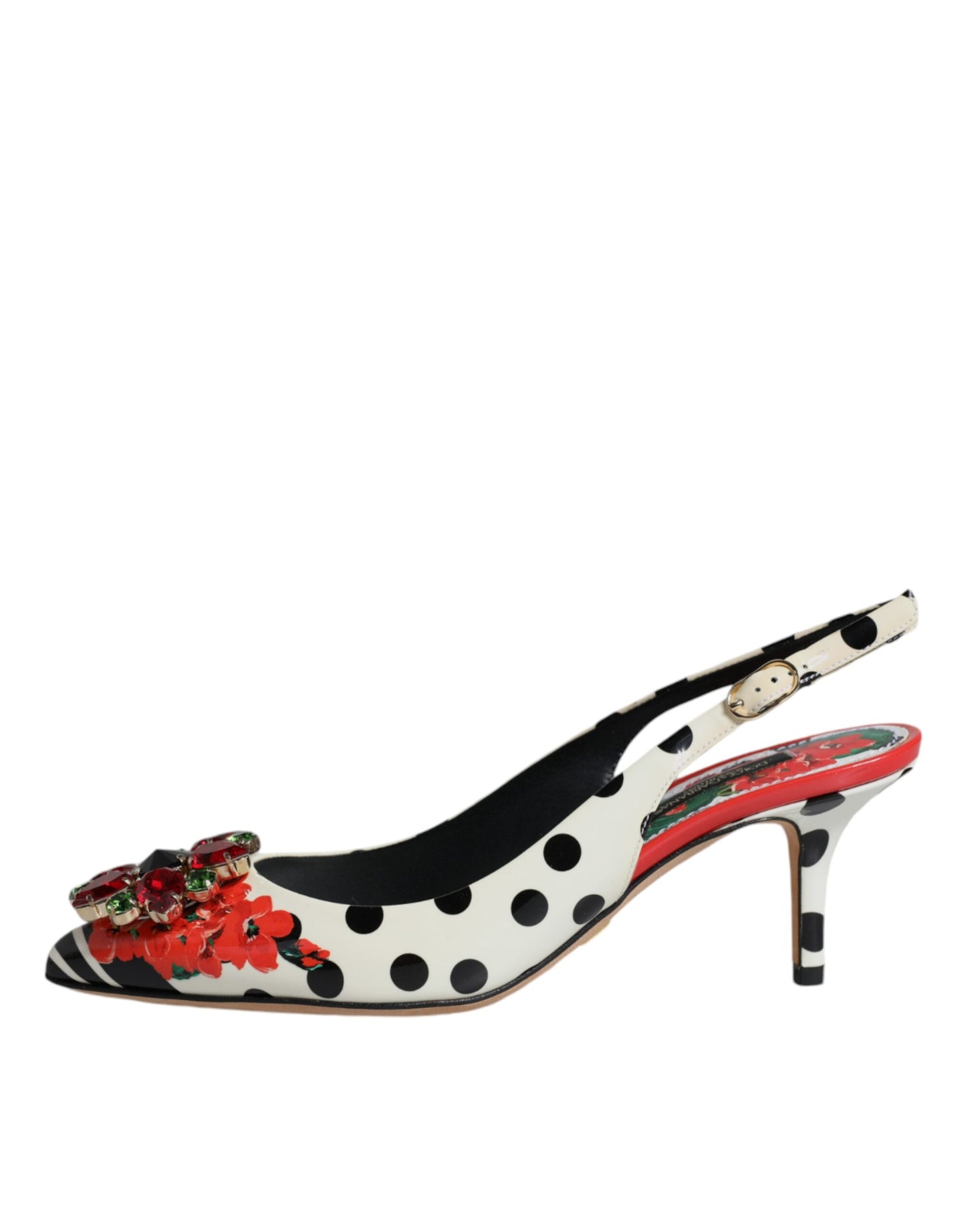 Dolce & Gabbana Multicolor Leather Crystal Heels Slingback Shoes by Dolce & Gabbana