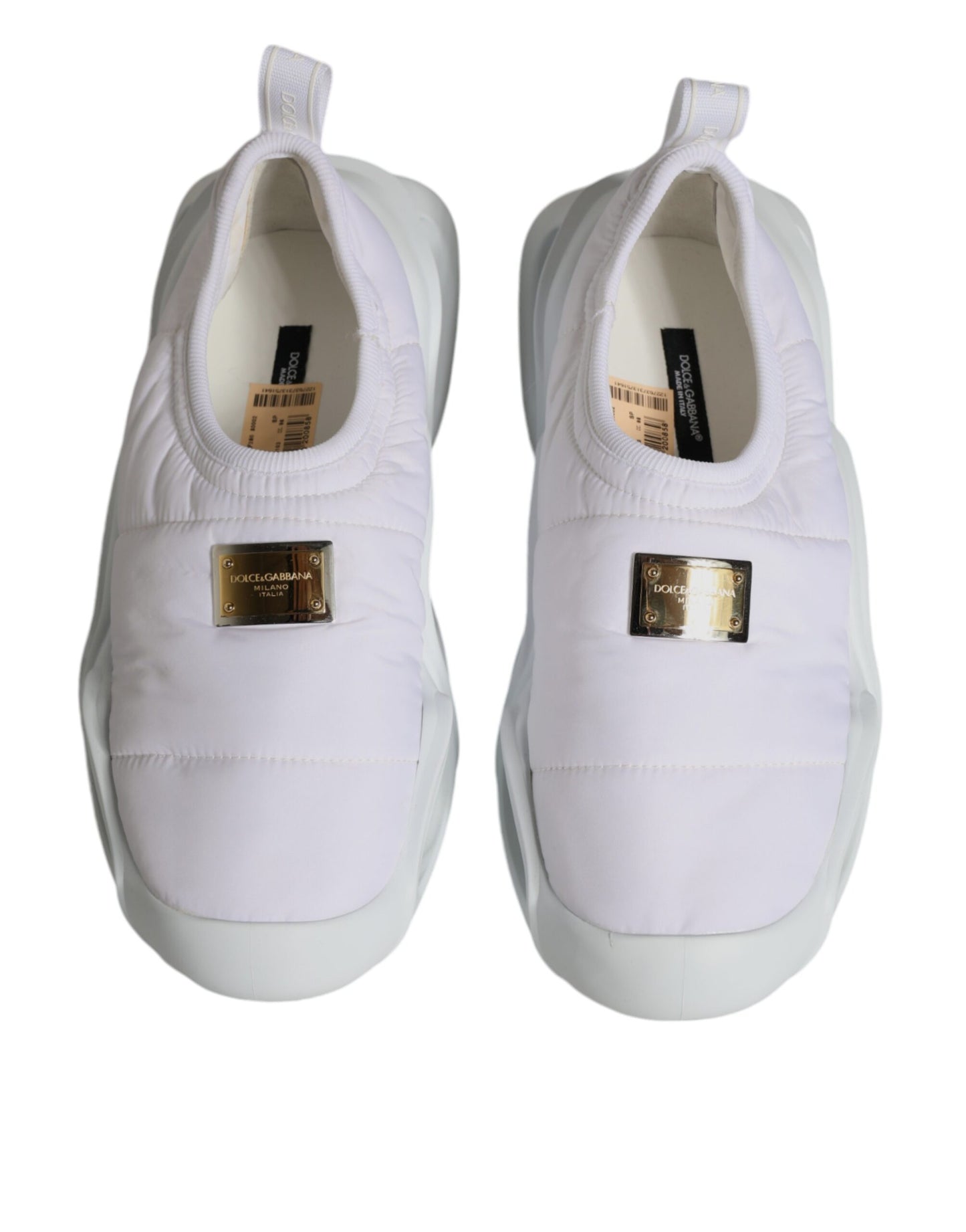 Dolce & Gabbana White Padded Fabric Low Top Sneakers Shoes by Dolce & Gabbana