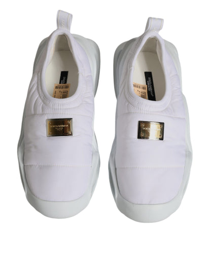 Dolce & Gabbana White Padded Fabric Low Top Sneakers Shoes by Dolce & Gabbana