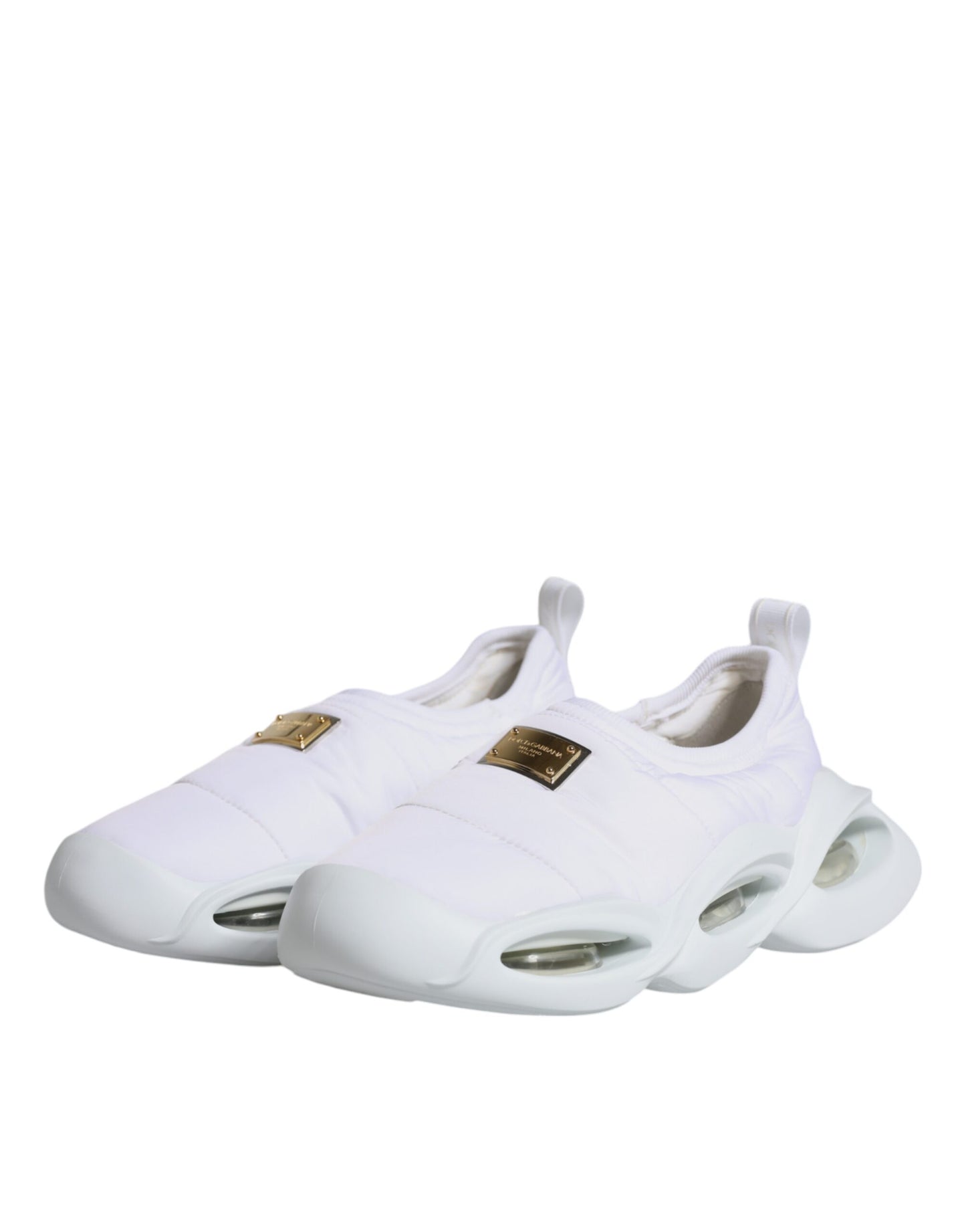 Dolce & Gabbana White Padded Fabric Low Top Sneakers Shoes by Dolce & Gabbana