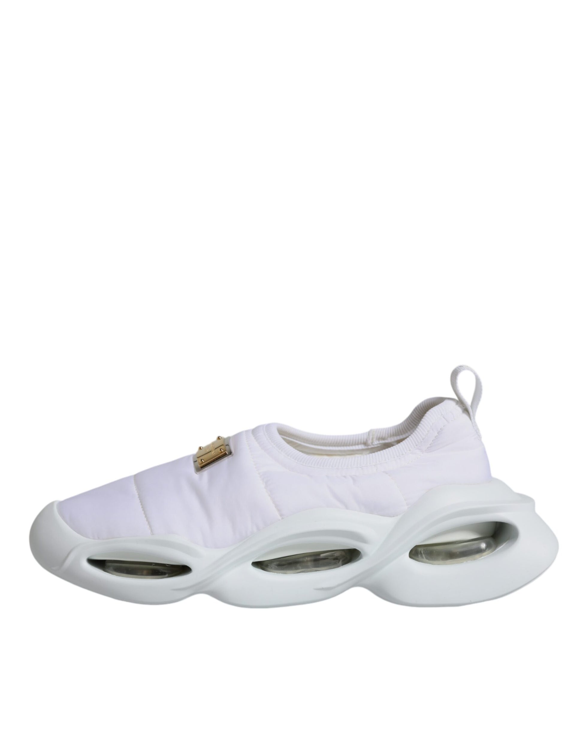 Dolce & Gabbana White Padded Fabric Low Top Sneakers Shoes by Dolce & Gabbana