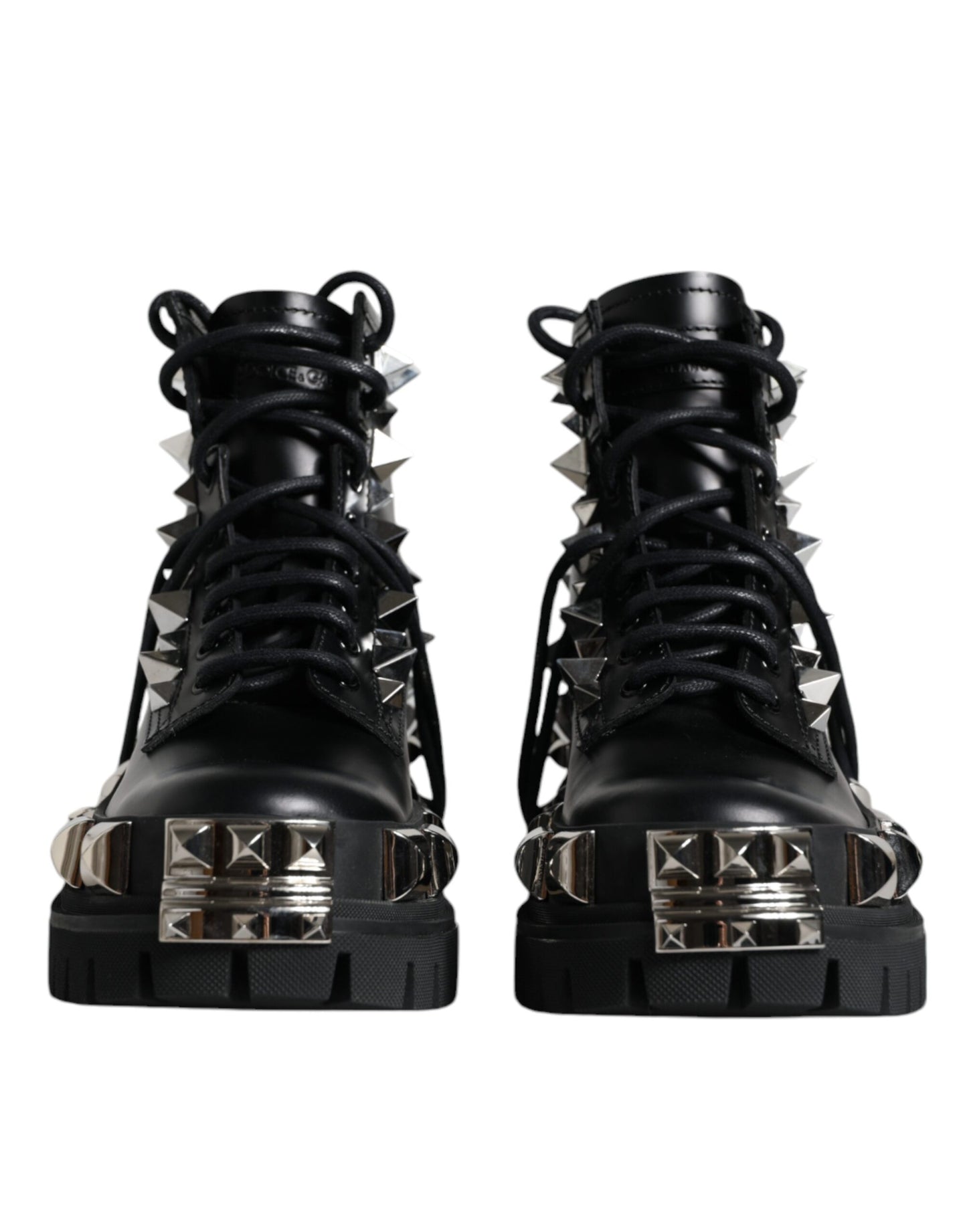 Dolce & Gabbana Black Leather Studded Trekking Boots Shoes by Dolce & Gabbana