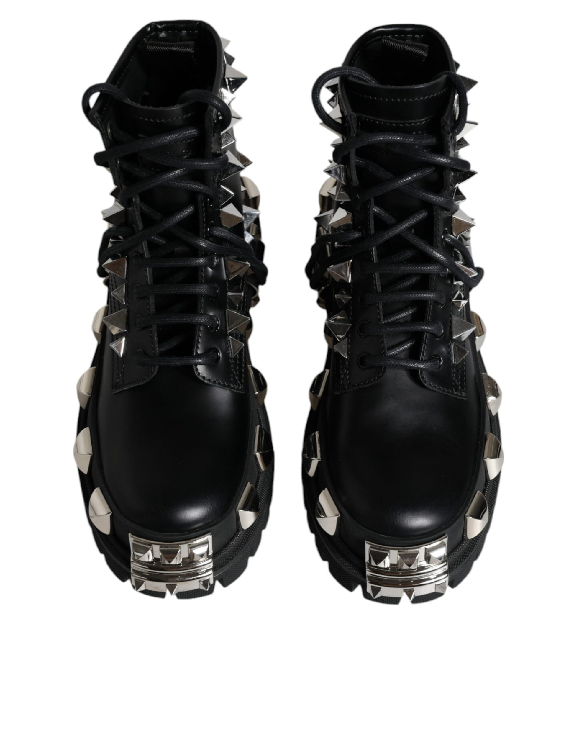Dolce & Gabbana Black Leather Studded Trekking Boots Shoes by Dolce & Gabbana