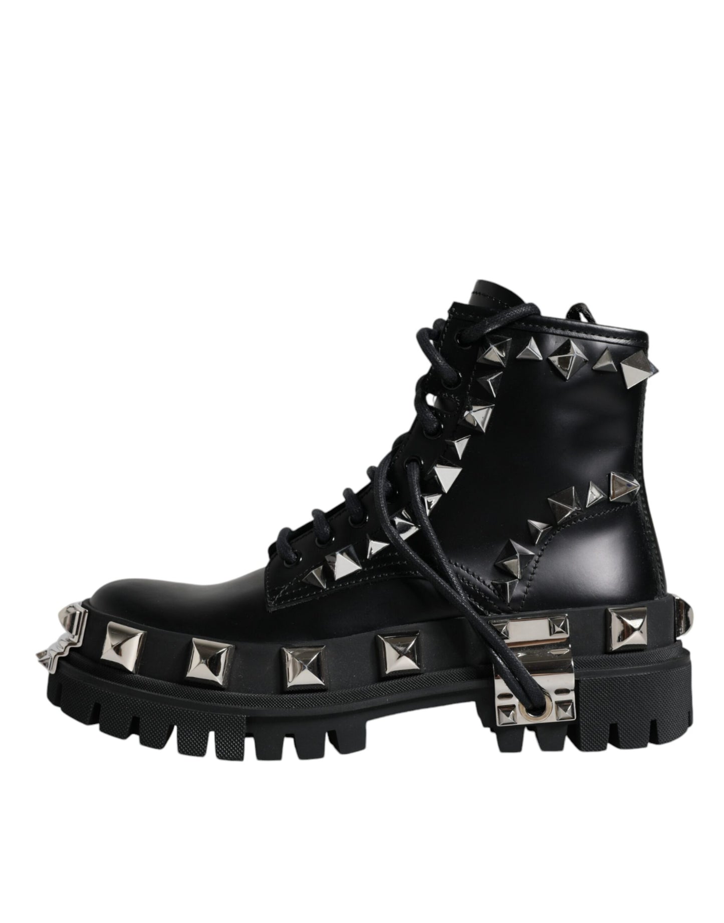 Dolce & Gabbana Black Leather Studded Trekking Boots Shoes by Dolce & Gabbana