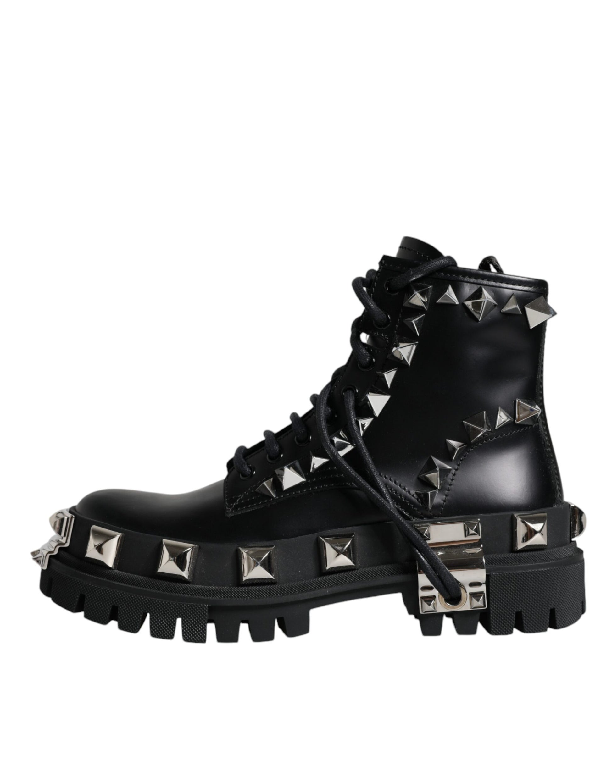 Dolce & Gabbana Black Leather Studded Trekking Boots Shoes by Dolce & Gabbana