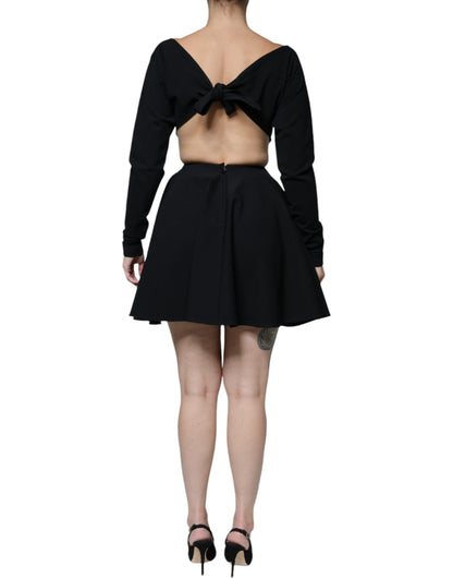 Dolce & Gabbana Black Viscose Cut Out A-line Long Sleeves Mini Dress by Dolce & Gabbana