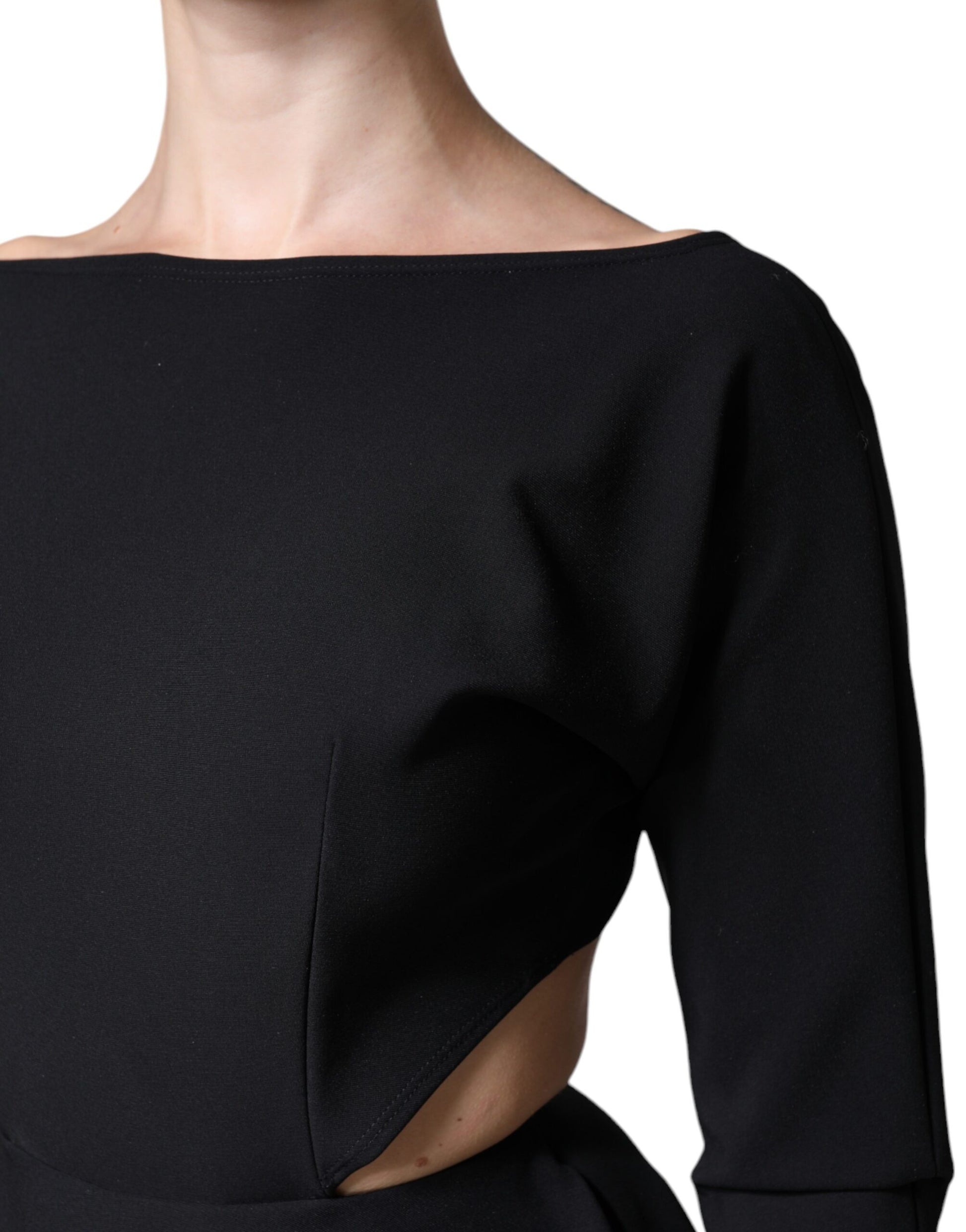 Dolce & Gabbana Black Viscose Cut Out A-line Long Sleeves Mini Dress by Dolce & Gabbana