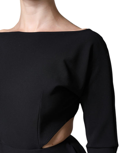 Dolce & Gabbana Black Viscose Cut Out A-line Long Sleeves Mini Dress by Dolce & Gabbana