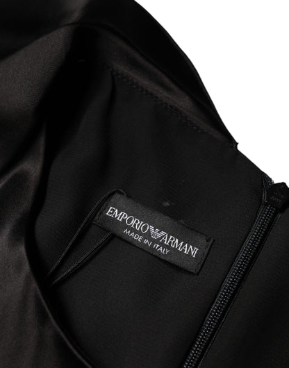 Emporio Armani Black Satin Long Sleeves Wrap Sheath Mini Dress by Emporio Armani