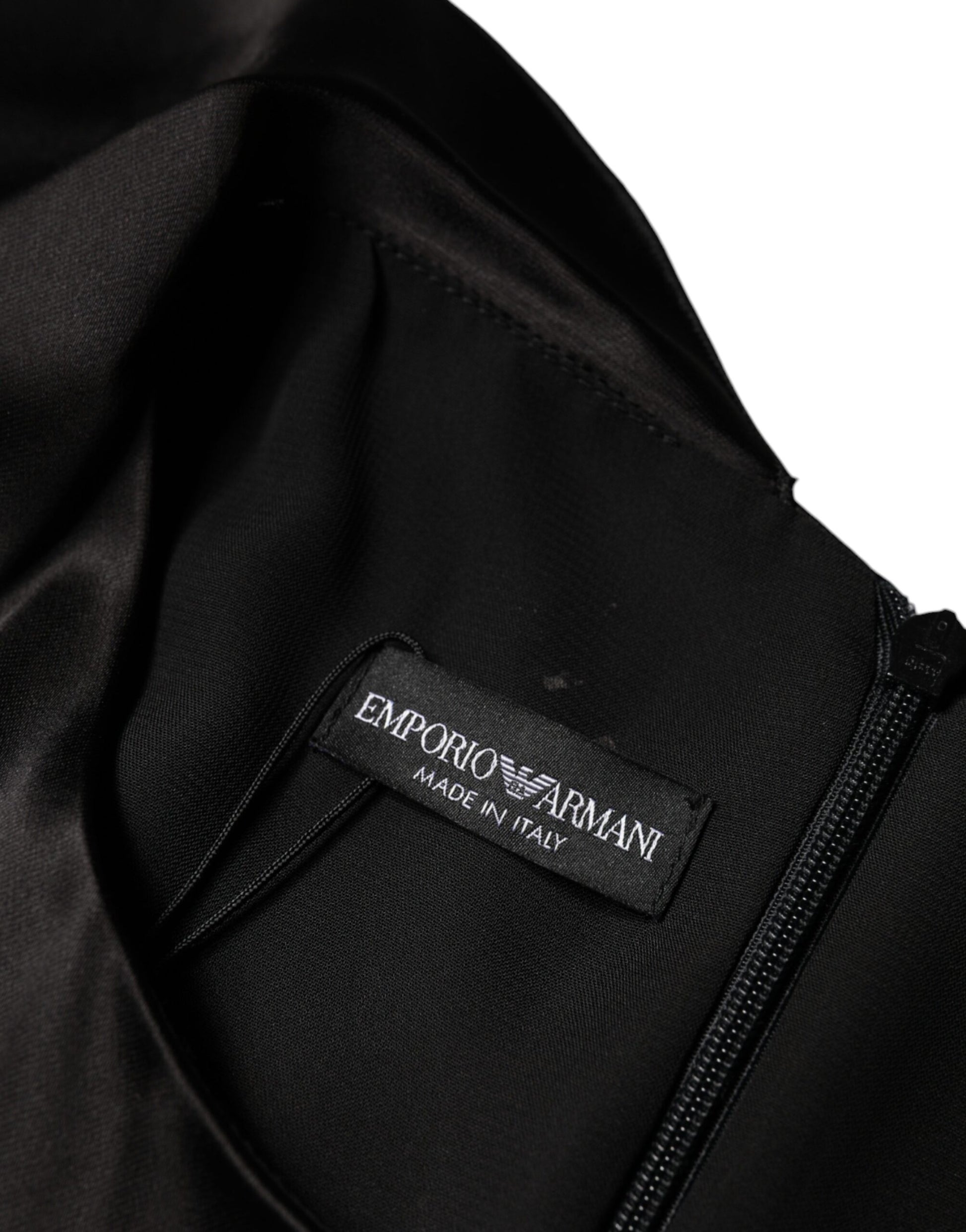 Emporio Armani Black Satin Long Sleeves Wrap Sheath Mini Dress by Emporio Armani