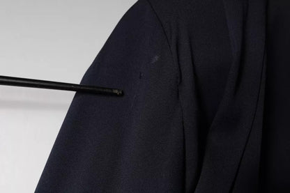 Ballantyne Dark Blue Long Sleeves Pleated A-line Maxi Dress by Ballantyne