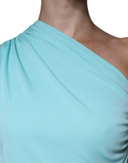 Christian Pellizzari Light Blue Jersey Long Drape One Shoulder Dress by Christian Pellizzari