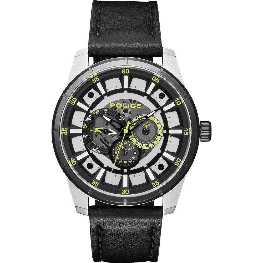 Montre Police en cuir noir