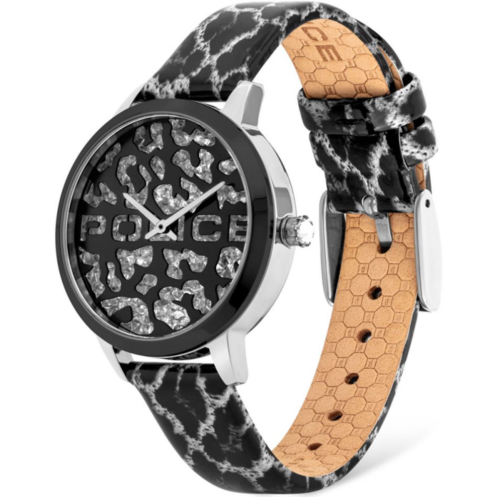 Montre Police en cuir noir