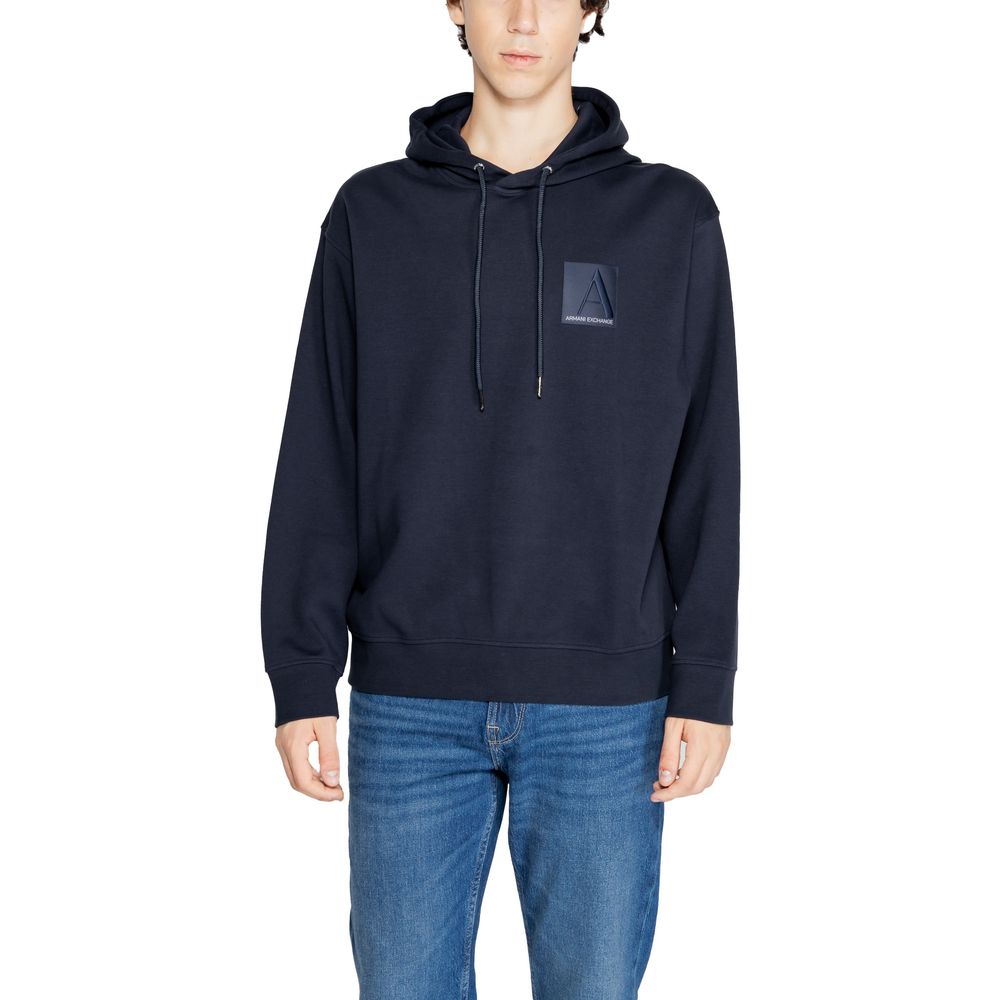 Armani Exchange Blue Cotton Hoody by Armani Exchange