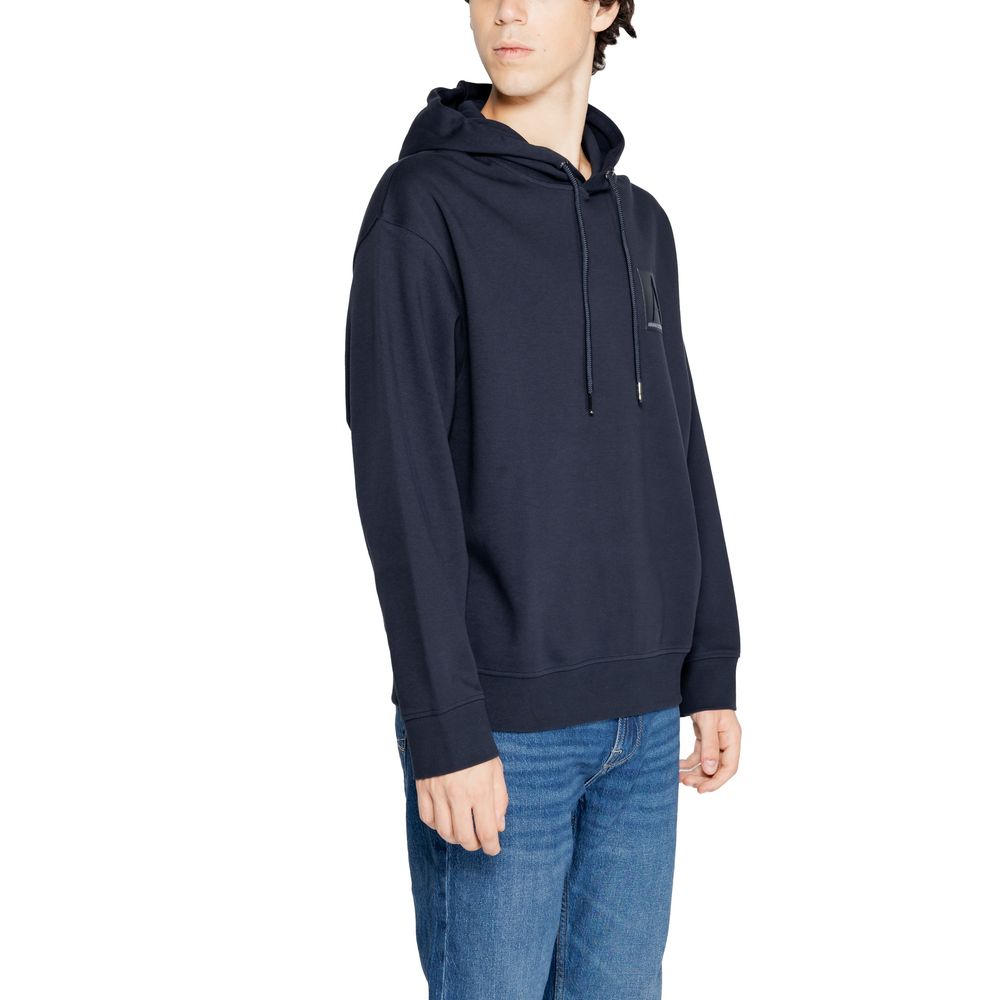Armani Exchange Blue Cotton Hoody by Armani Exchange
