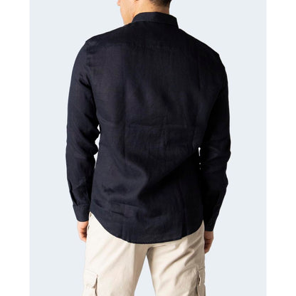 Armani Exchange Blue Linen Shirt by Armani Exchange