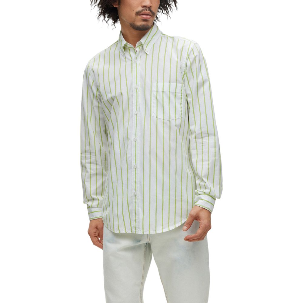 Hugo Boss Green Cotton Shirt by Hugo Boss