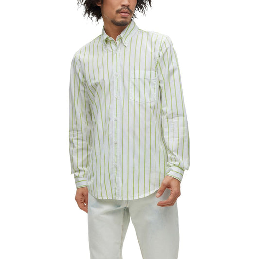 Hugo Boss Green Cotton Shirt by Hugo Boss