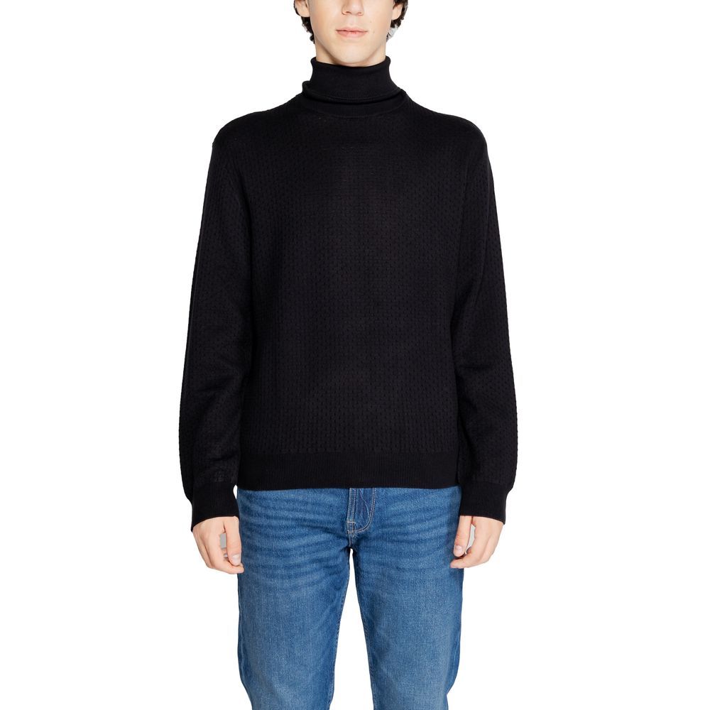 Armani Exchange Black Cotton Turtleneck by Armani Exchange
