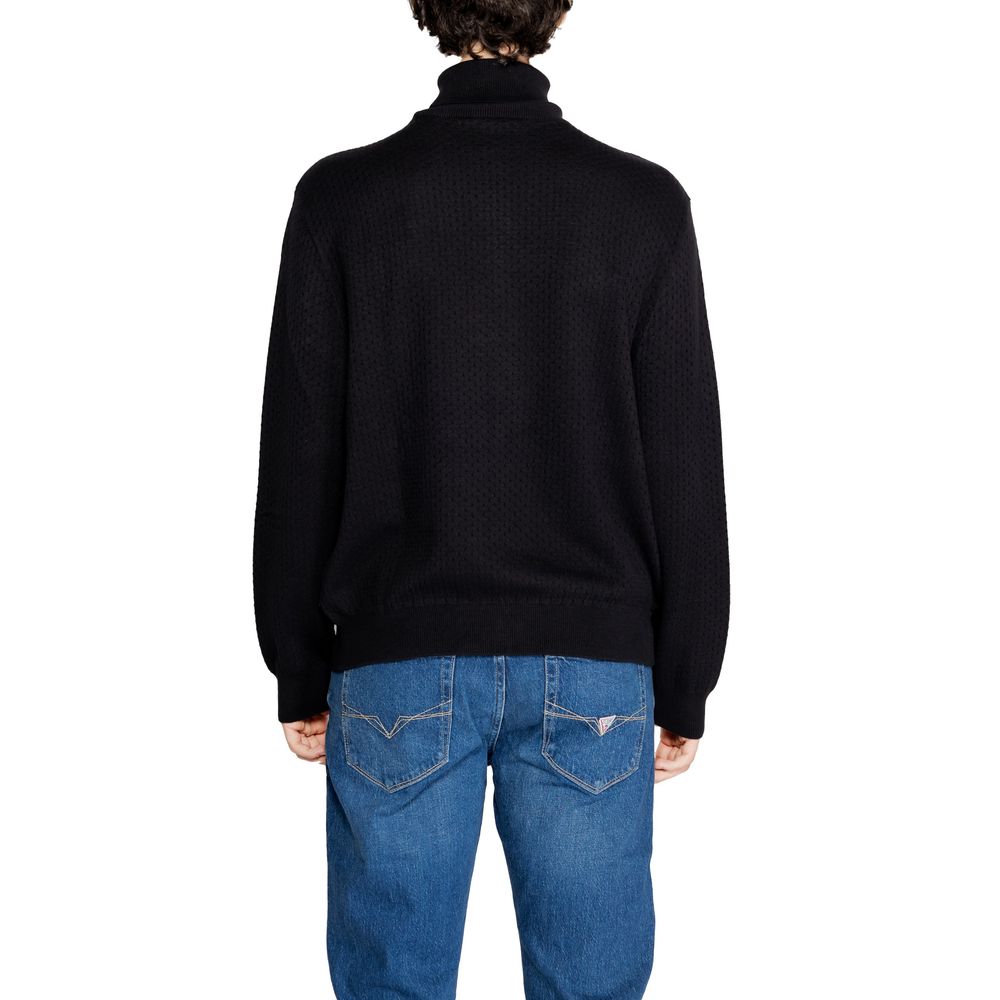 Armani Exchange Black Cotton Turtleneck by Armani Exchange