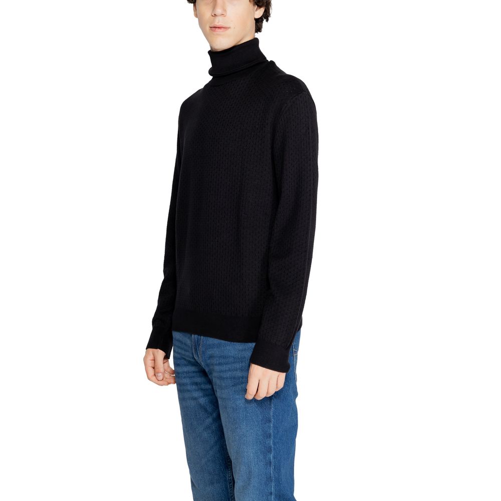 Armani Exchange Black Cotton Turtleneck by Armani Exchange