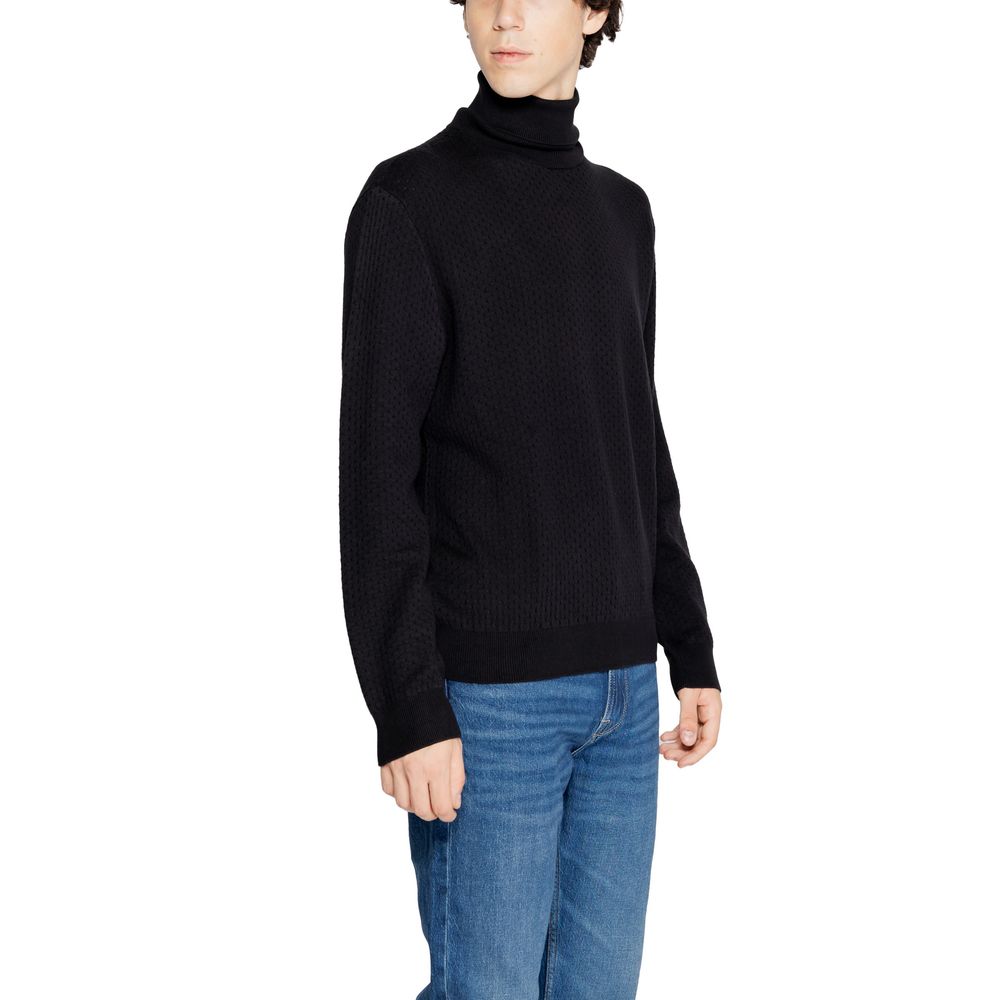 Armani Exchange Black Cotton Turtleneck by Armani Exchange