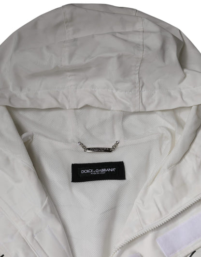 Dolce & Gabbana White Hooded Parka Polyester Trench Coat Jacket by Dolce & Gabbana