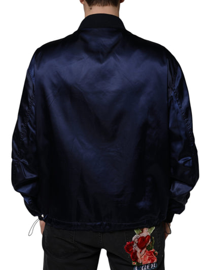 Dolce & Gabbana Blue Crown Heart Full Zip Men Bomber Jacket by Dolce & Gabbana