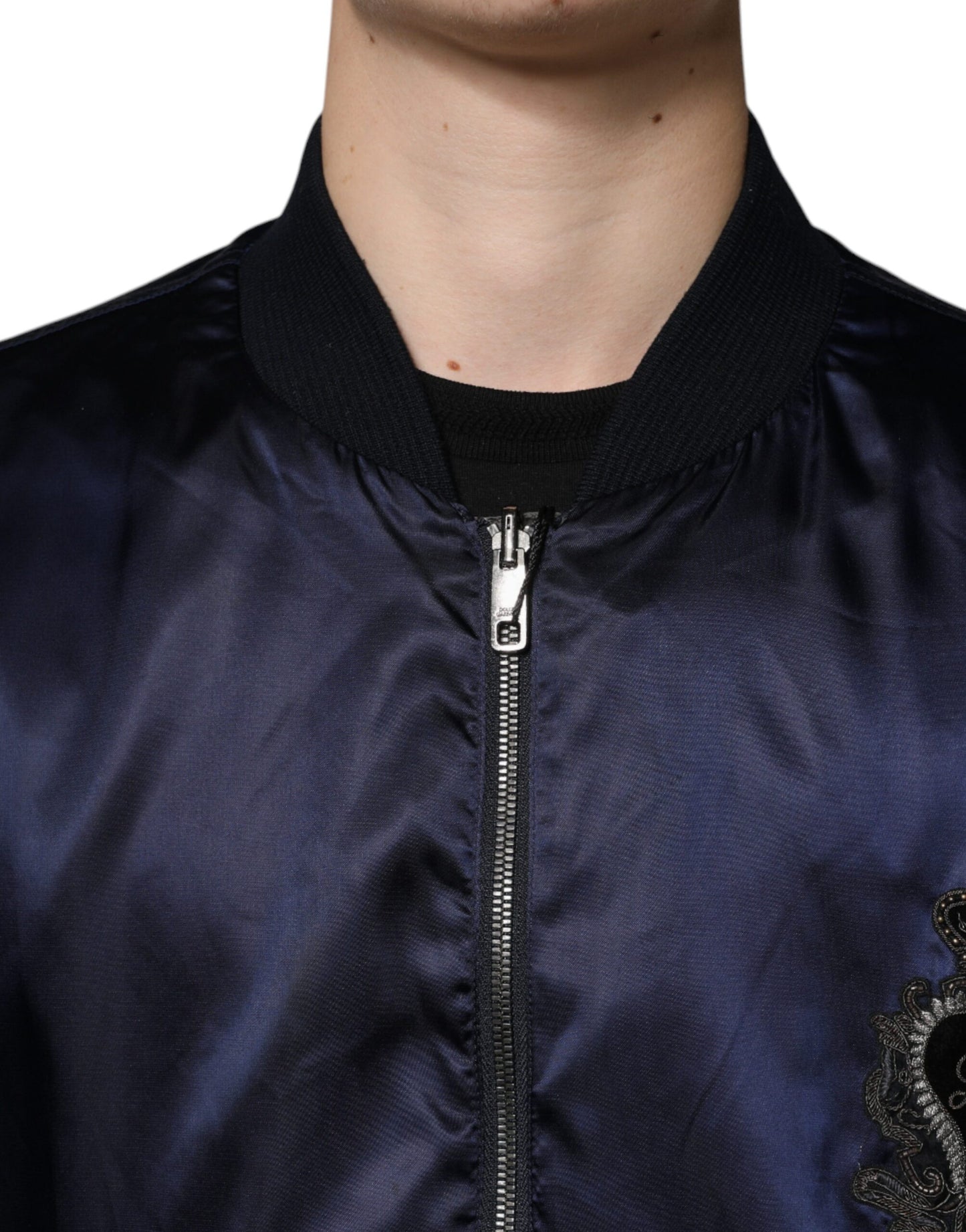 Dolce & Gabbana Blue Crown Heart Full Zip Men Bomber Jacket by Dolce & Gabbana