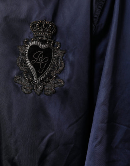 Dolce & Gabbana Blue Crown Heart Full Zip Men Bomber Jacket by Dolce & Gabbana