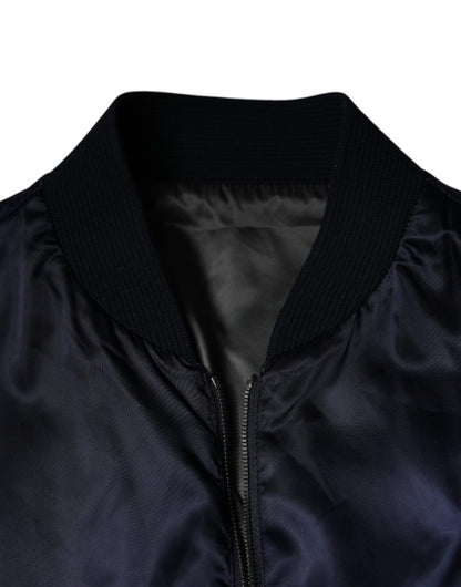 Dolce & Gabbana Blue Crown Heart Full Zip Men Bomber Jacket by Dolce & Gabbana