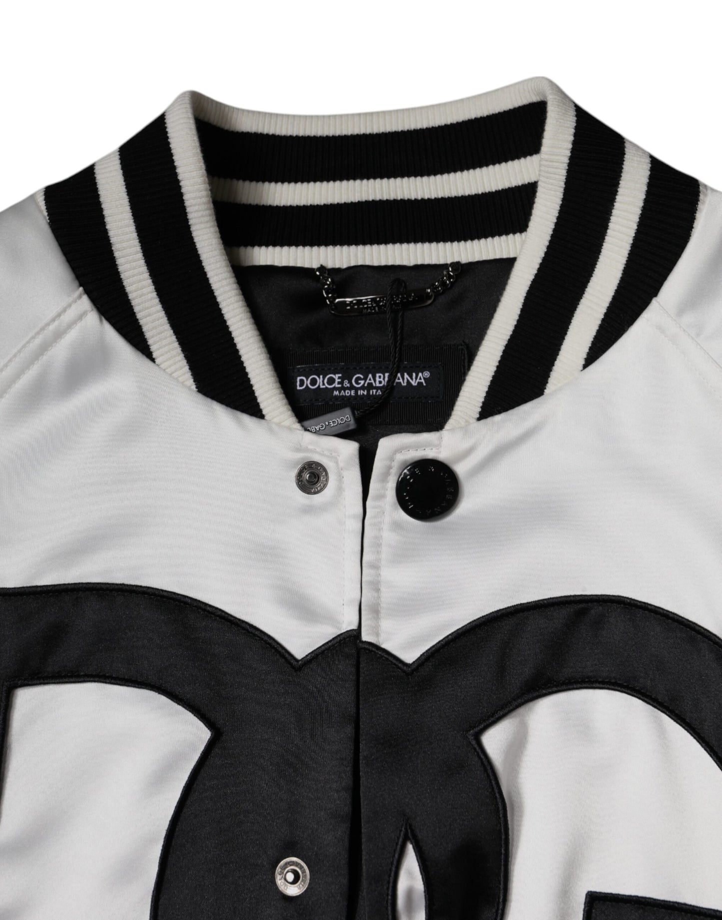 Dolce & Gabbana White Polyester Logo Full Zip Bomber Jacket by Dolce & Gabbana