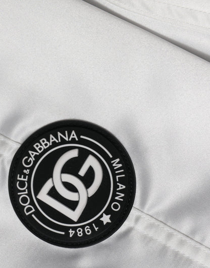 Dolce & Gabbana White Polyester Logo Full Zip Bomber Jacket by Dolce & Gabbana