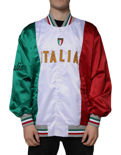 Dolce & Gabbana Multicolor Italia Button Down Bomber Jacket by Dolce & Gabbana