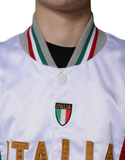 Dolce & Gabbana Multicolor Italia Button Down Bomber Jacket by Dolce & Gabbana