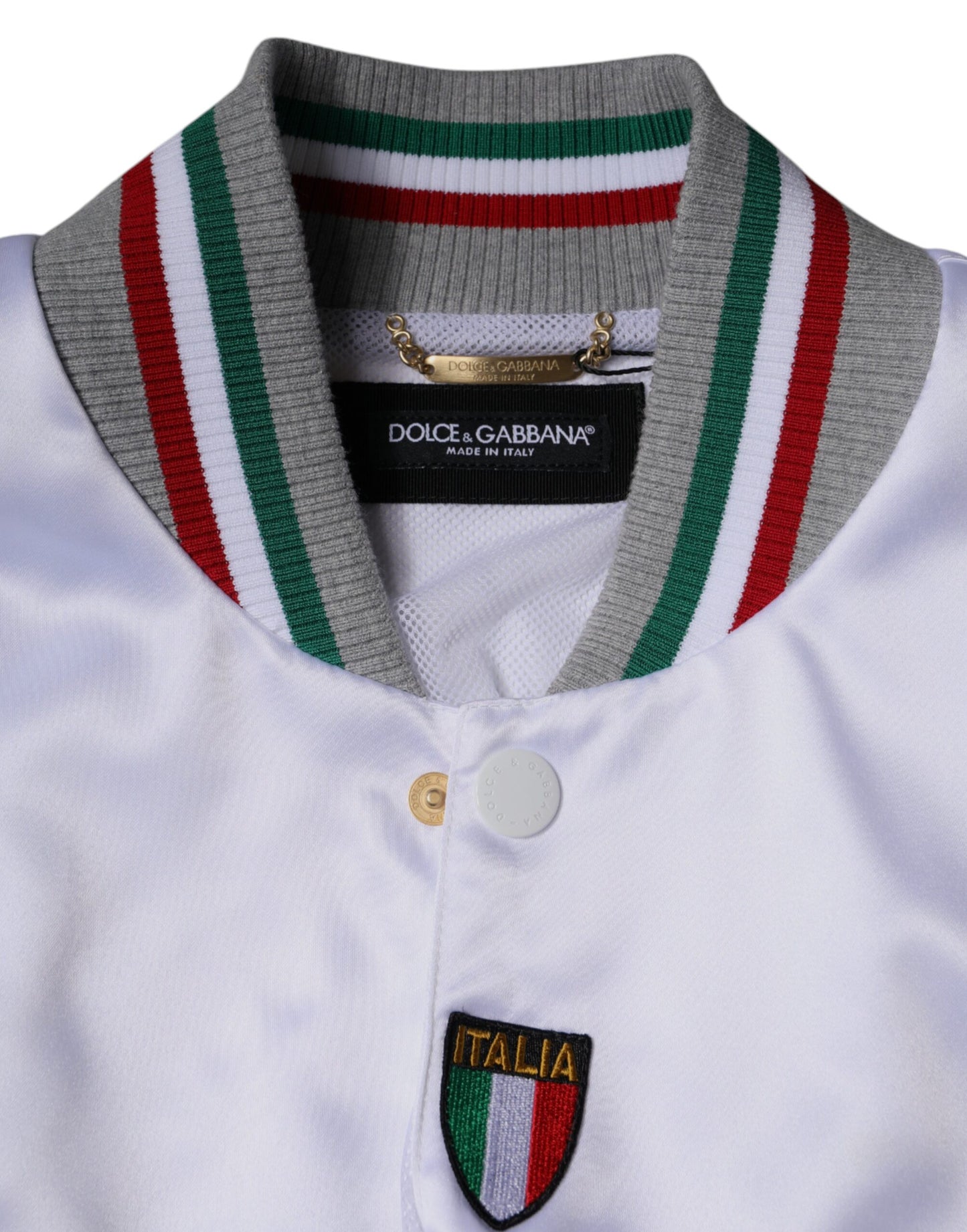 Dolce & Gabbana Multicolor Italia Button Down Bomber Jacket by Dolce & Gabbana