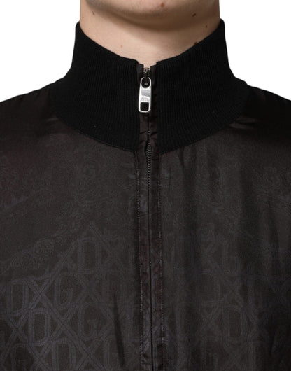 Dolce & Gabbana Black Logo Monogram Full Zip Bomber Jacket by Dolce & Gabbana