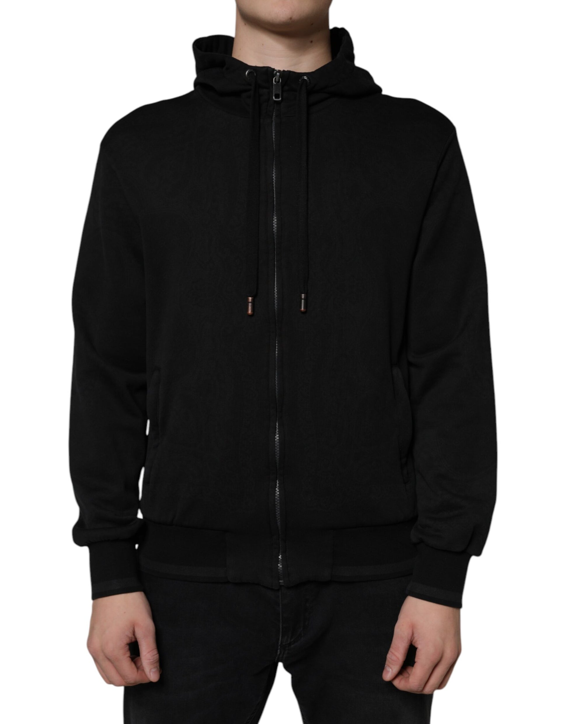 Dolce & Gabbana Black Cotton Full Zip Hooded Bomber Jacket by Dolce & Gabbana