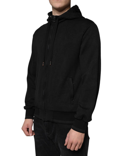 Dolce & Gabbana Black Cotton Full Zip Hooded Bomber Jacket by Dolce & Gabbana