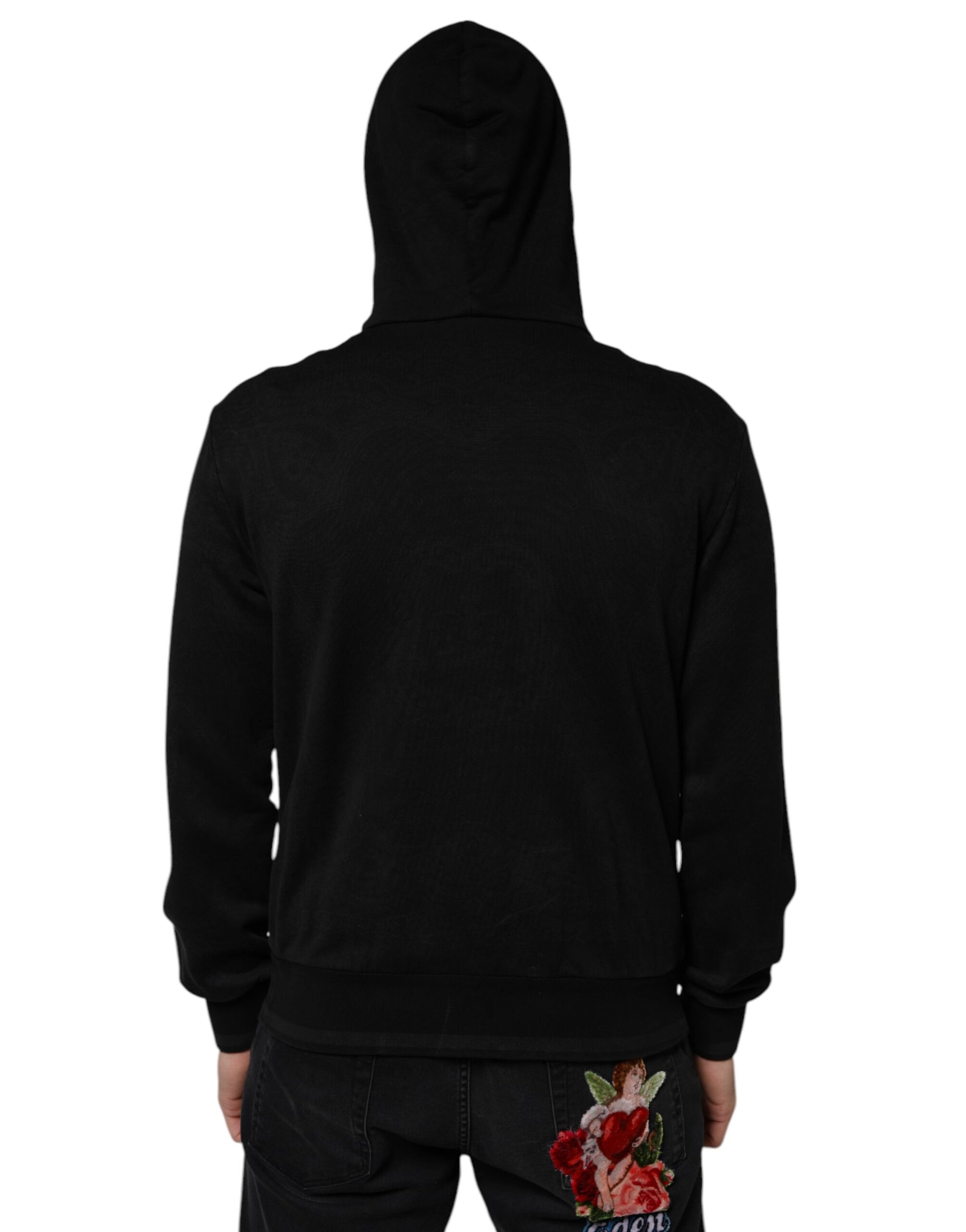Dolce & Gabbana Black Cotton Full Zip Hooded Bomber Jacket by Dolce & Gabbana